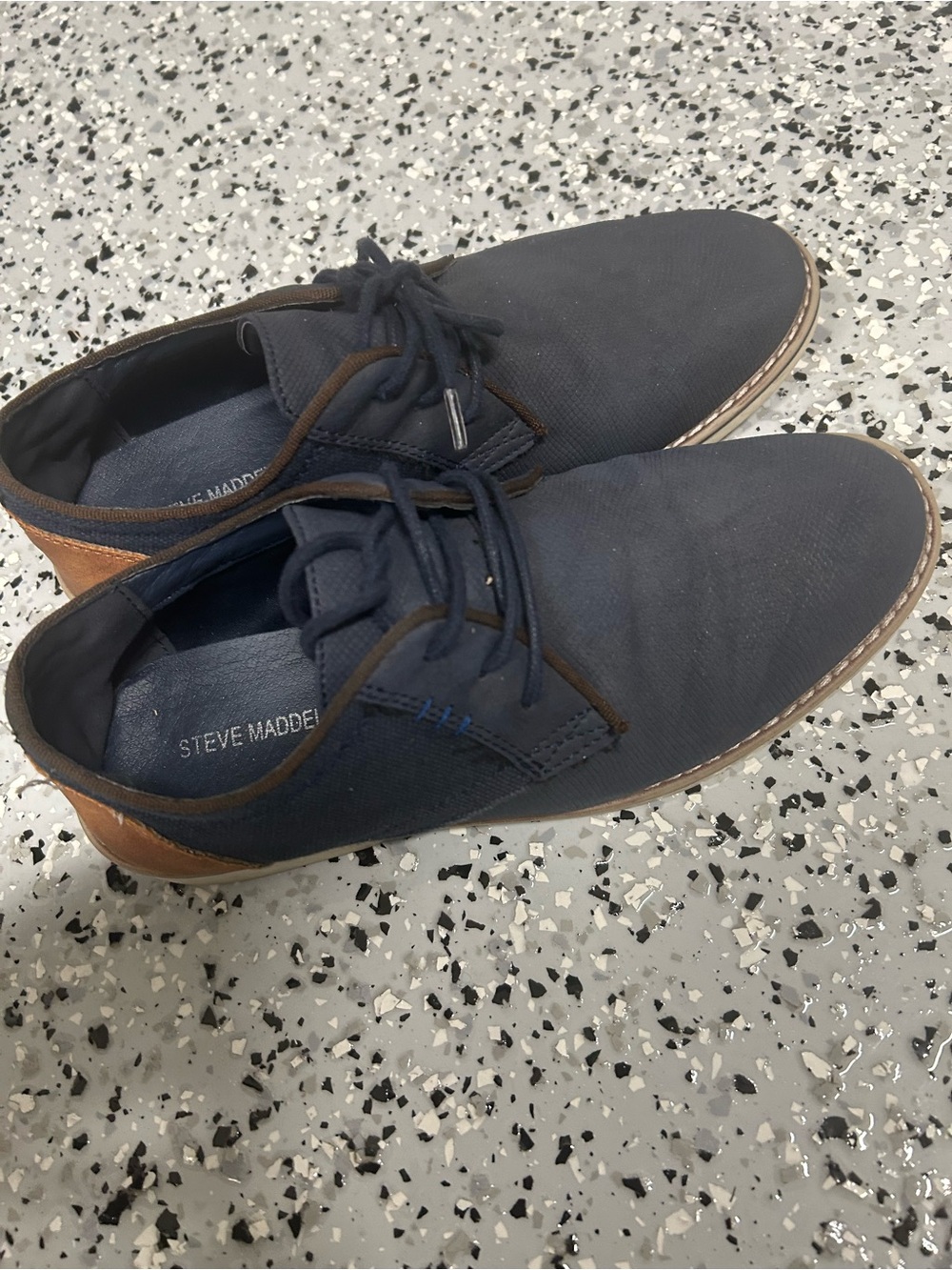 Steve Madden Navy and Brown Casual Lace-Up Oxfords